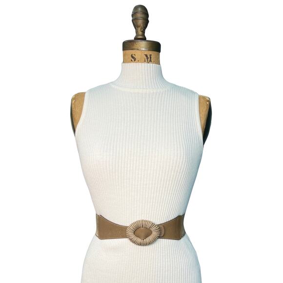 EMMANUELLE KHANH Vintage Elastic Cowhide Leather Belt with Rope Buckle – 1980s